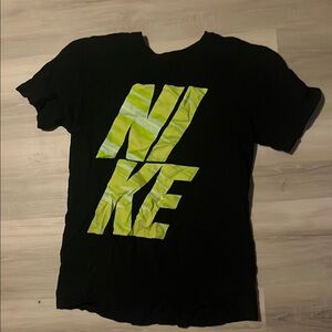 Men’s Nike Black T-Shirt with Neon Logo